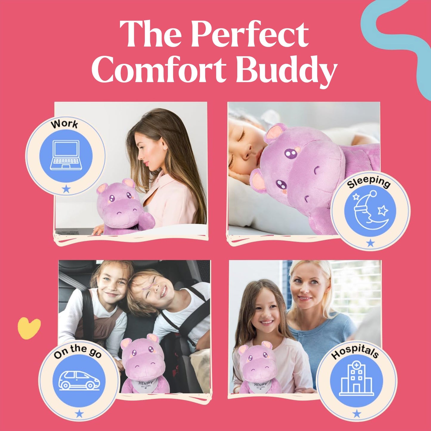 Lilly's Love Weighted Stuffed Animals for Adults & Kids - 5lb Calming Hippo Plush for Anxiety, ADHD & Sensory | Machine Washable Weighted Stuffed
