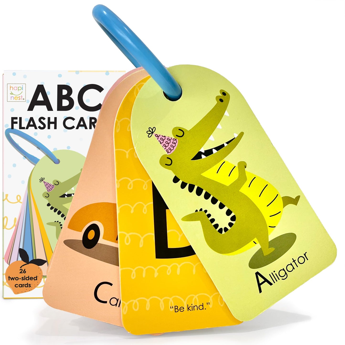 Hapinest My First ABC Alphabet Flash Cards for Baby and Toddlers, 26 Double-Sided Flashcards with Ring