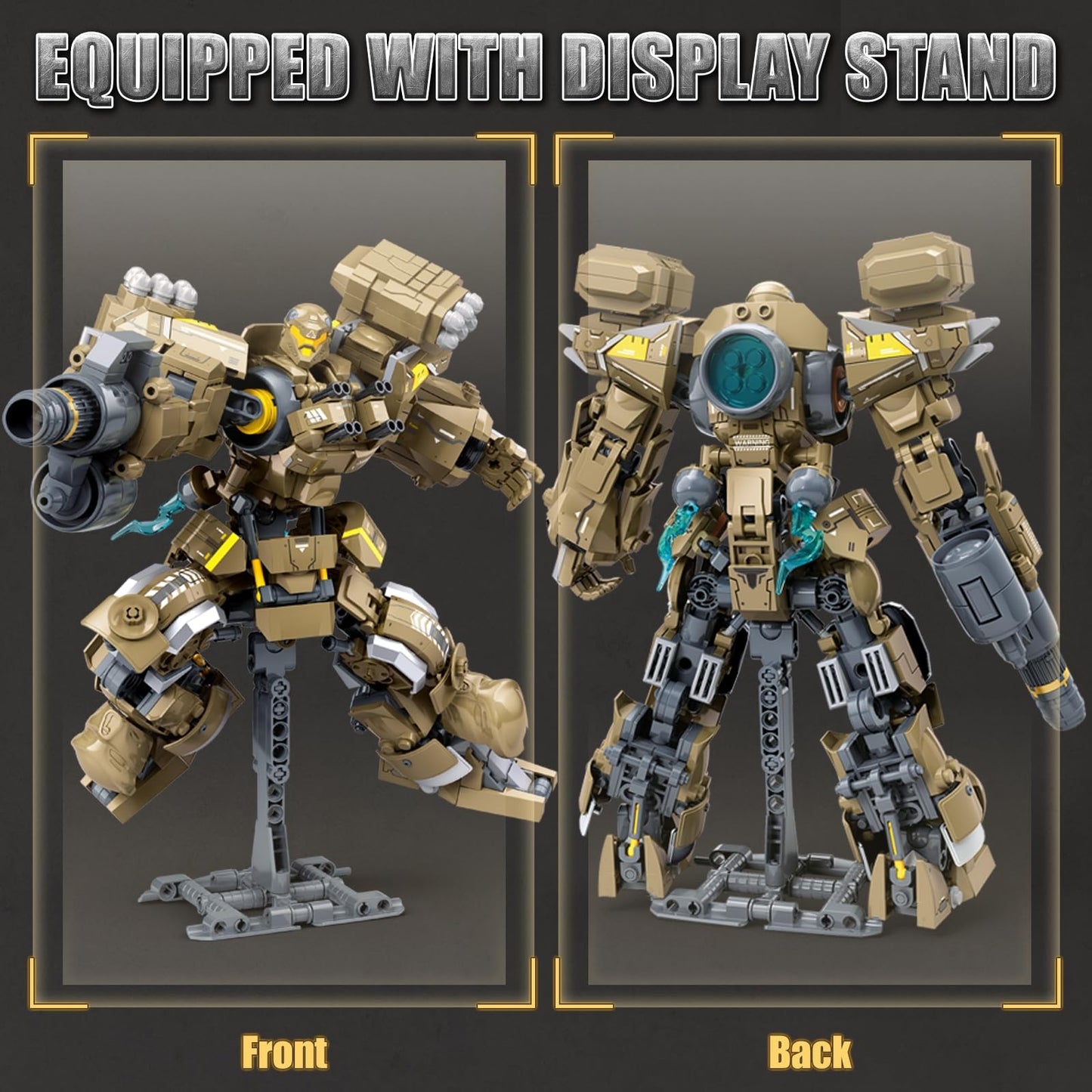HIGH GODO Artillery Mech Robot Transforming Building Blocks Set for Adults,City Warrior Justice Hero Soldier Mech Model Building Kit, Cool Creative