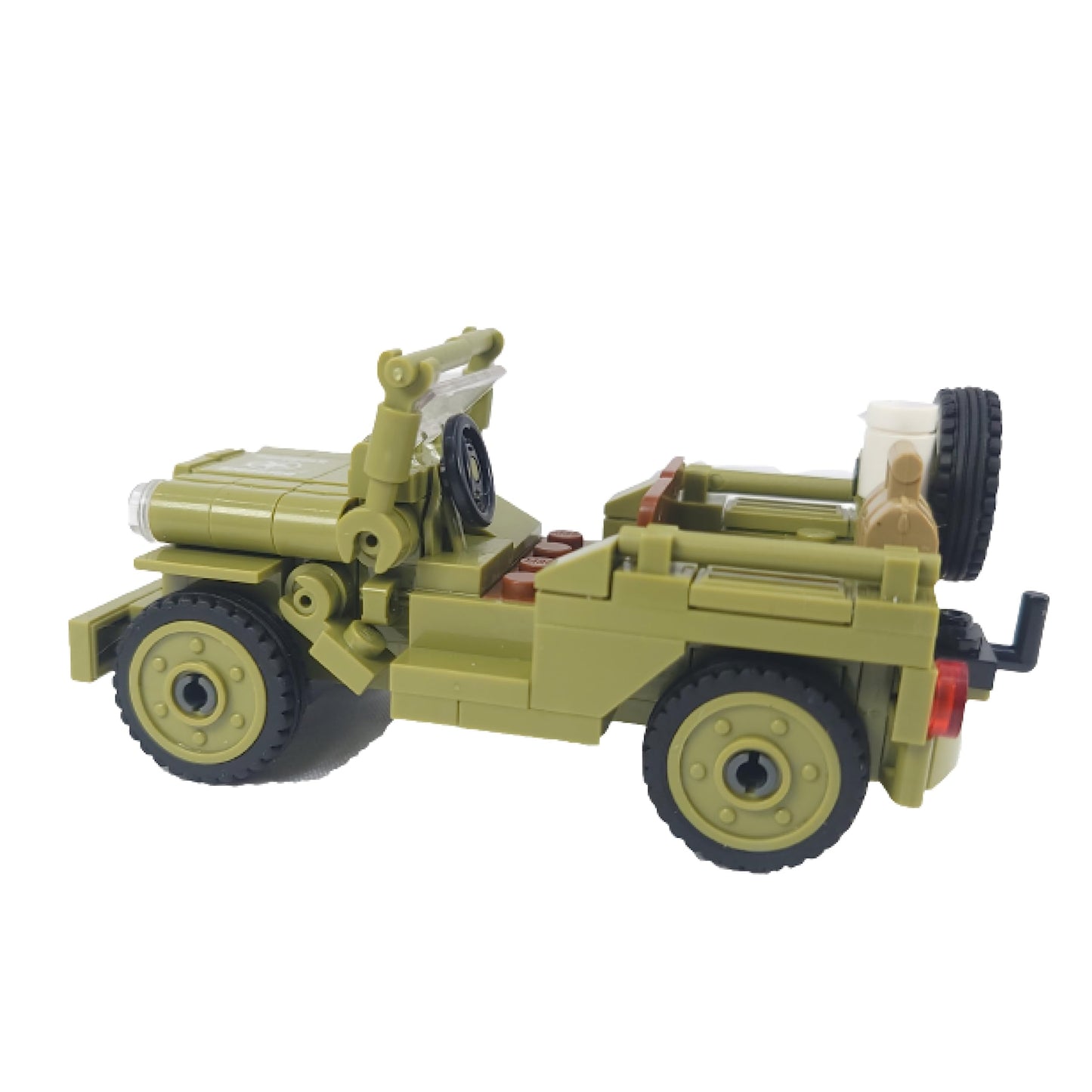 General Jim's WW2 US Army 4x4 Vehicle & Artillery Set Army Green Military Trucks with Tow Cannons, 2 Figures & Custom Weapons Brick Building Set