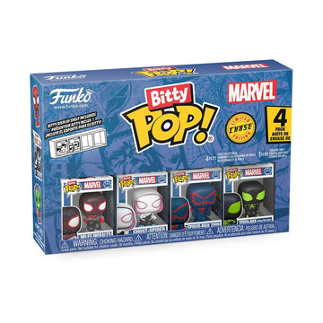 Funko Pop! Bitty: Spider-Man - Miles Morales, Ghost Spider, Spider-Man 2099, and Mystery Chase Figure - 0.9 Inch (2.2 Cm) - Marvel Comics Collectable