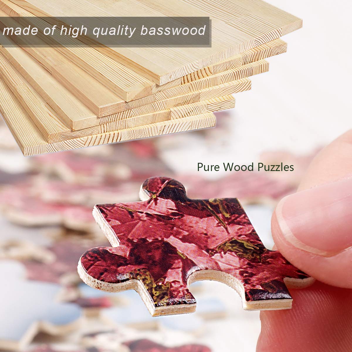 Ingooood Jigsaw Puzzles 1000 Pieces- Tranquil Series Maple Leaves Heart- for Adult