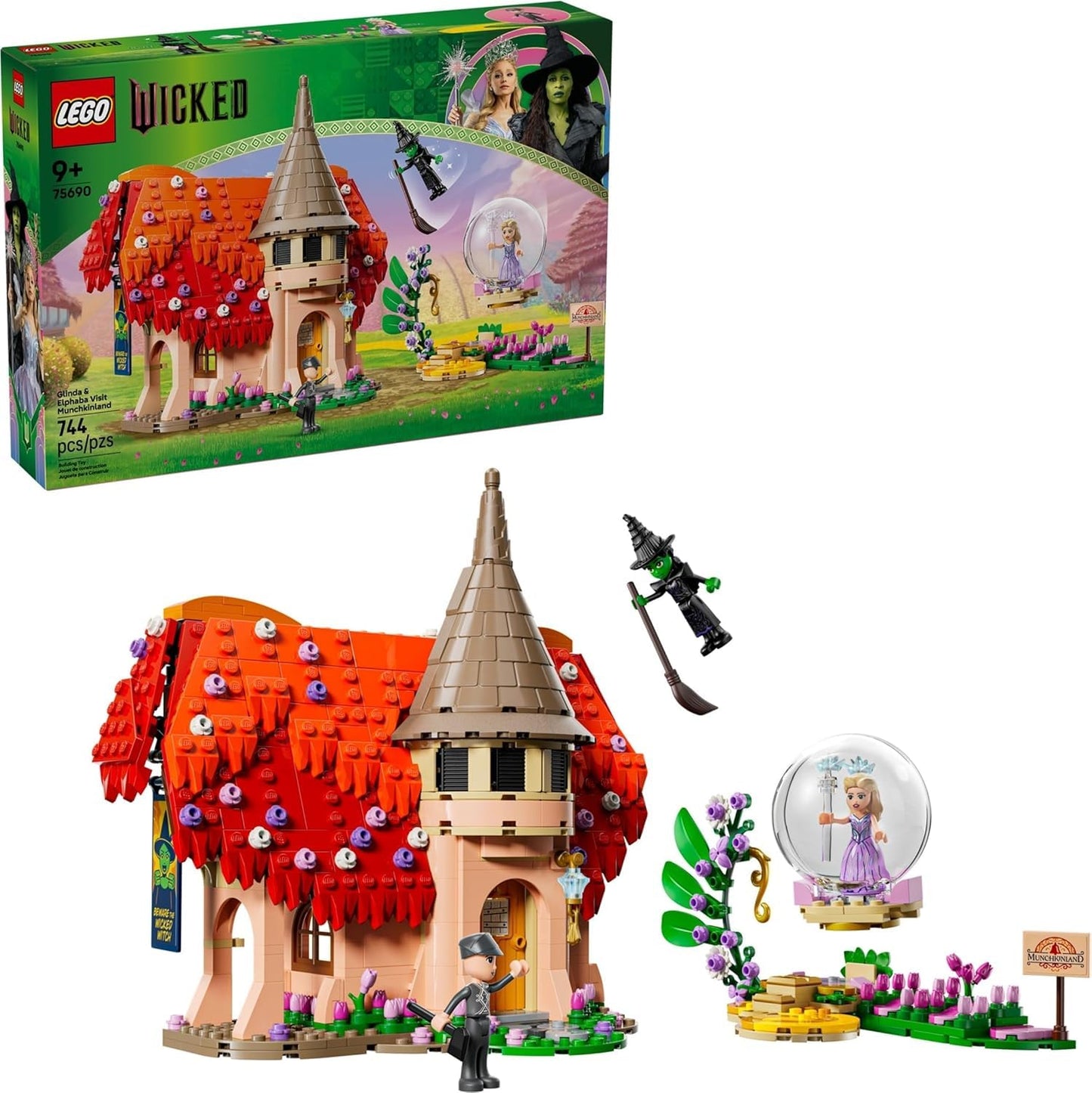 LEGO Wicked 75690 Glinda & Elphaba Visit Munchkinland Building Set - Musical Fantasy Playset with Minifigures & Accessories, Collectible Gift for Fans