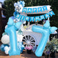 Light Blue 10 Balloon Number Blue Bow Birthday Decorations, Blue Bows Balloons Foil Mylar Helium Large 40” 10th Balloon for Girls Coquette Birthday