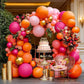 Pink Orange Balloon Garland Double Stuffed Hot Pink Orange Gold Metallic Pastel Balloon Arch Kit for Birthday Baby Bridal Shower Wedding Summer