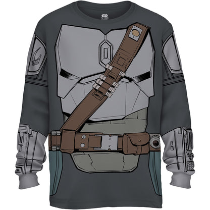 STAR WARS Mandalorian Child Baby Yoda Costume Longsleeve T-Shirt(3XL, Charcoal)