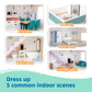 OOOK Wooden Dollhouse for Kids, Doll House with Simulated Luxury Furniture Set, Dollhouse Playset for Girls Toddlers (Including 4 Family Dolls