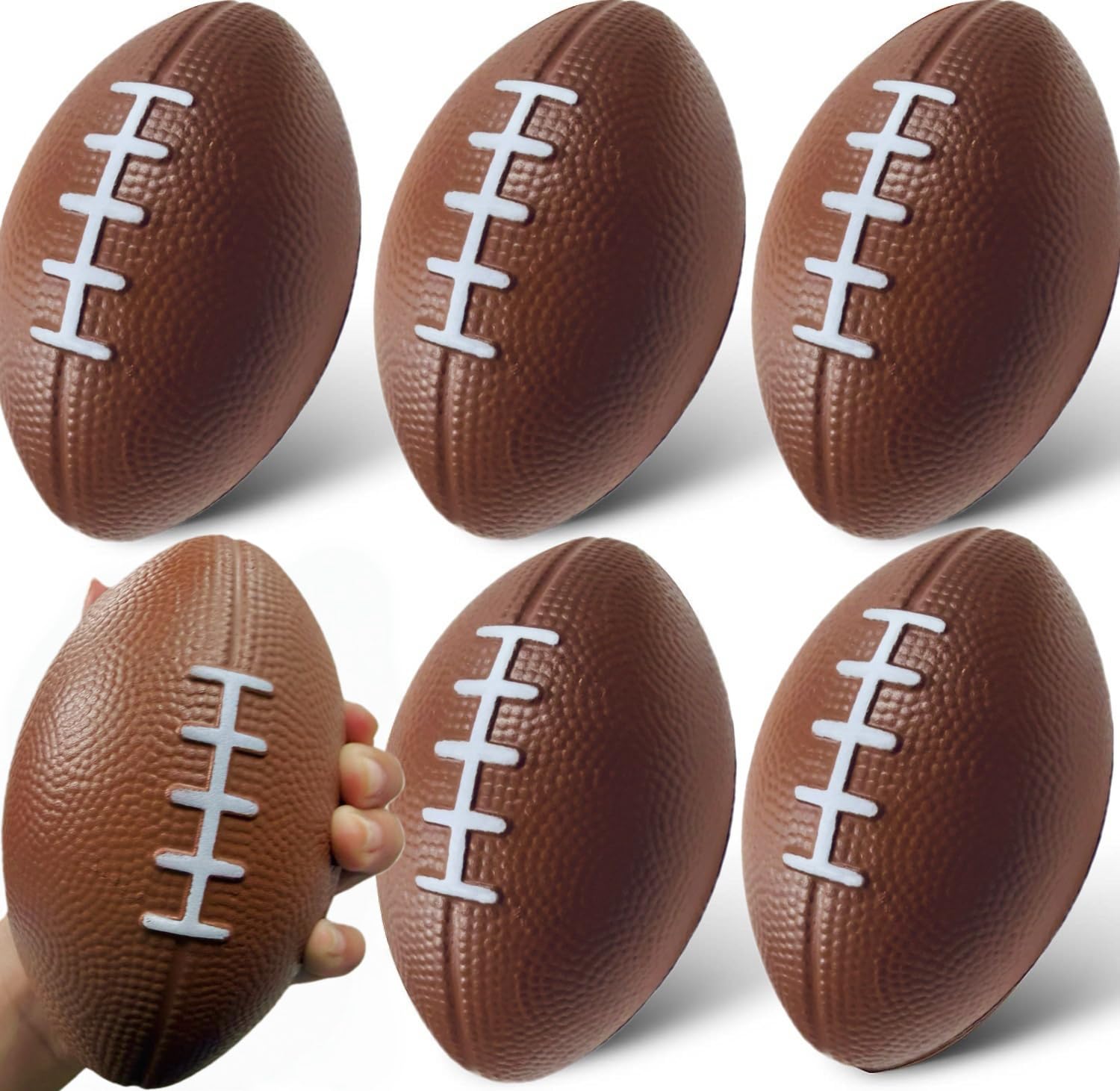 GiftExpress 12-Pack 6-Inch Foam Footballs, Soft Foam Toy Football Stress Balls for Kids, Football Party Favors, Classroom Rewards, Carnival Prizes