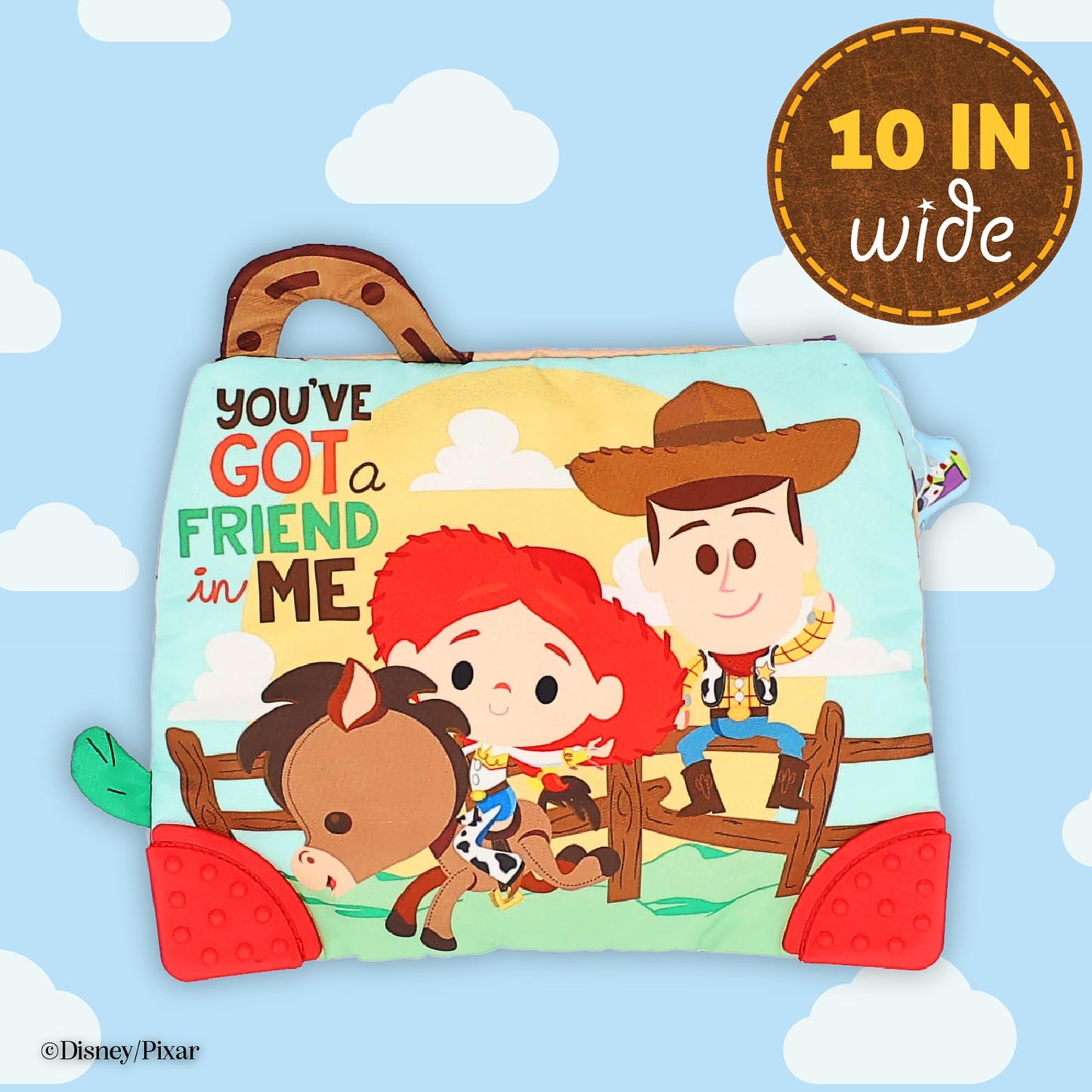 Disney Toy Story Andy’s Toy Box On-The-Go Clip by Kids Preferred - Soft Sensory Teether with Crinkle Sounds & Rattle