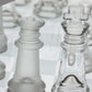 Gamie Premium Glass Chess Set, 12 Inch - Elegant Design - Durable Build - 32 Frosted and Clear Pieces - Felted Bottoms - Easy to Carry - Stable