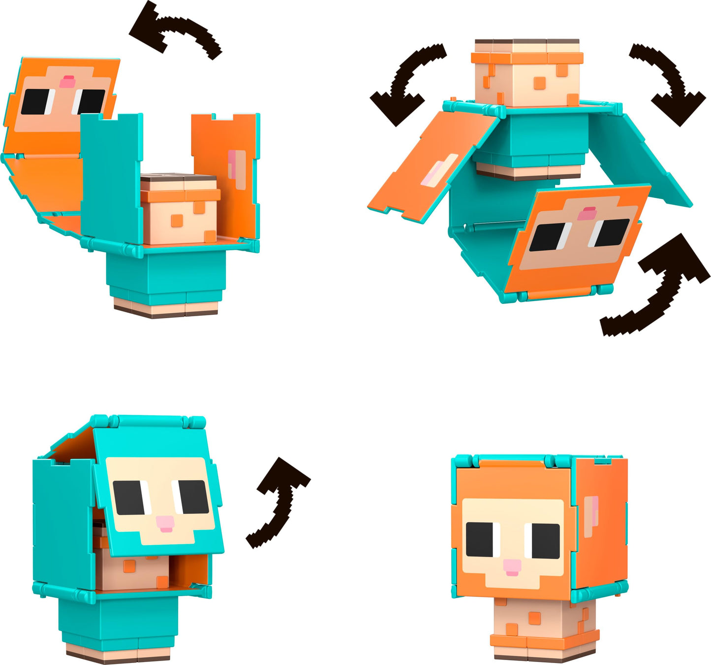 Mattel Minecraft Flippin’ Figs 2-Pack Action Figures, Set with Sheep & Chicken Jockey with 2-in-1 Fidget Play, 3.75-inch Scale, Large Heads