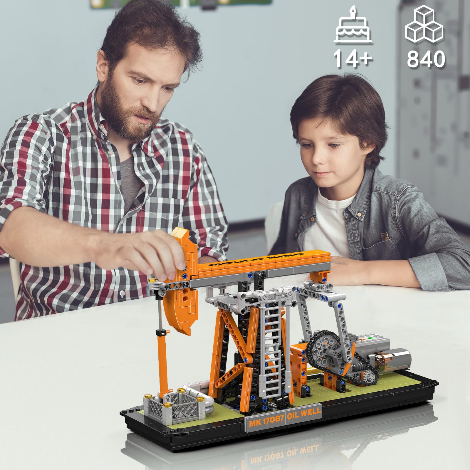 Mould King 17087 Oilfield Movable Building Sets, Engineering Display Model with Battery & Motor, Oil Source Technology Construction Blocks