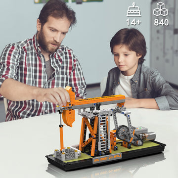 Mould King 17087 Oilfield Movable Building Sets, Engineering Display Model with Battery & Motor, Oil Source Technology Construction Blocks