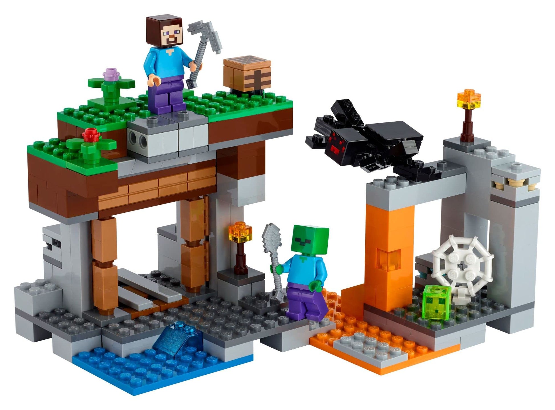 LEGO Minecraft The Abandoned Mine Building Toy, 21166 Zombie Cave with Slime, Steve & Spider Figures, Gift idea for Kids, Boys and Girls Age 7 Plus