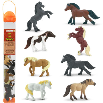 Safari Ltd. Ponies TOOB - 8 Figurines: Dartmoor, Highland, Fell, Welsh, Quarter, Shetland, Chinoteague, Exmoor Pony - Educational Toy Figures
