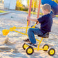 Sandbox Digger Toy Excavator with Wheels- Foldable Playground Equipment for Outdoor Play w/No-Bend, No-Pinch Heavy Duty Metal Ride On Sand