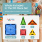 Playmags Mini Magnetic Tiles for Kids 100-Piece Set | Travel Magnetic Blocks | STEM Sensory Educational Toys | Portable Toddler Building Toys | Gift