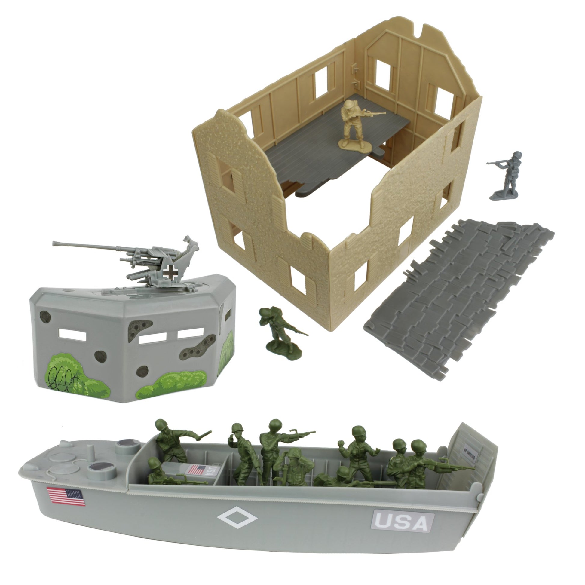 BMC WW2 D-Day Plastic Army Men - Invasion of Normandy 114pc Boxed Playset