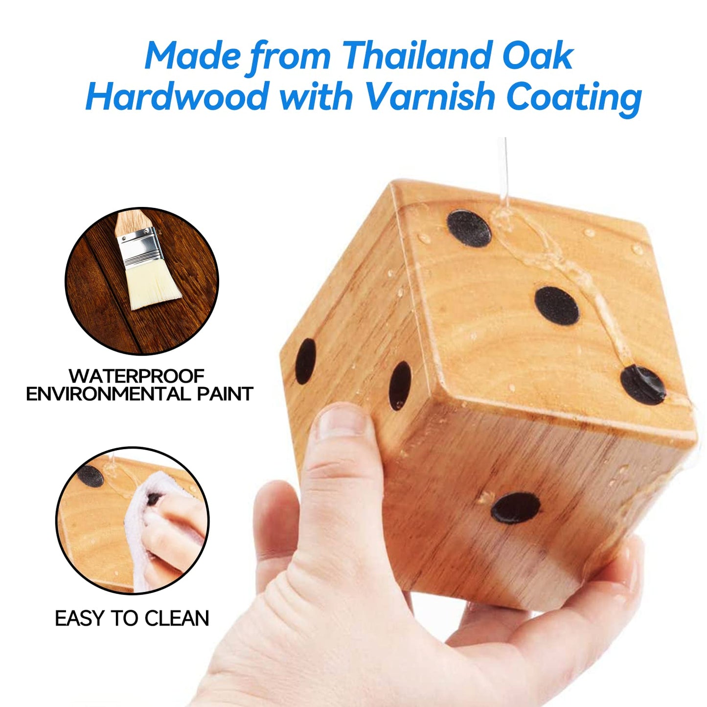 GSE Oak Giant Yard Dice Set with Carrying Bag, Yardzee & Farkle Scorecard
