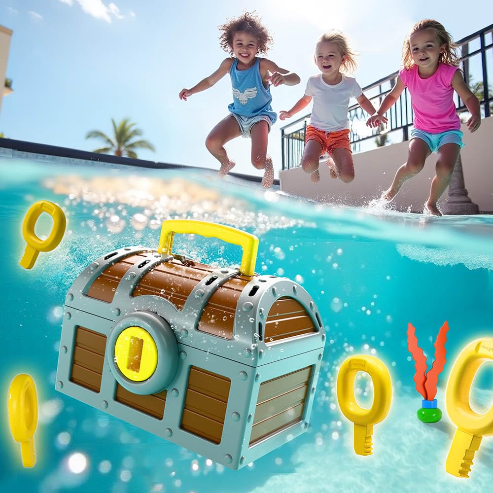 Funscape Kids Pool Diving Toy, Large Treasure Chest Water Dive Pool Games