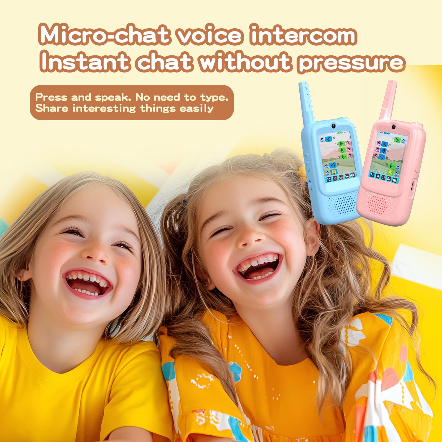 Kids Video Walkie Talkie Set, 2 Video Walkie Talkie Toys for Kids with 2.0" Screen, Voice Changer, Voice Chat,Photo Share,Emojis,300m Range, Blue and