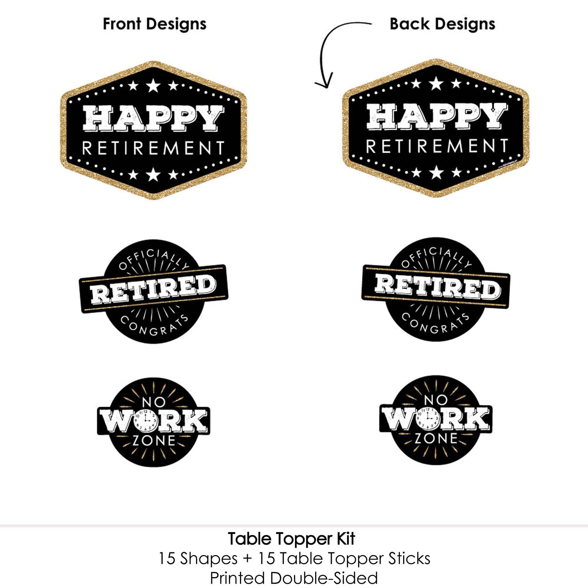 Big Dot of Happiness - Retirement Party Centerpiece Sticks, Happy Retirement | Table Toppers - Set of 15