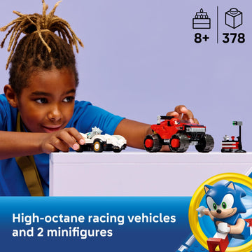 LEGO Sonic the Hedgehog Silver’s Car vs. Knuckles’ Monster Truck Building Toy for Boys & Girls - Racing Playset W/Silver & Knuckles Minifigures