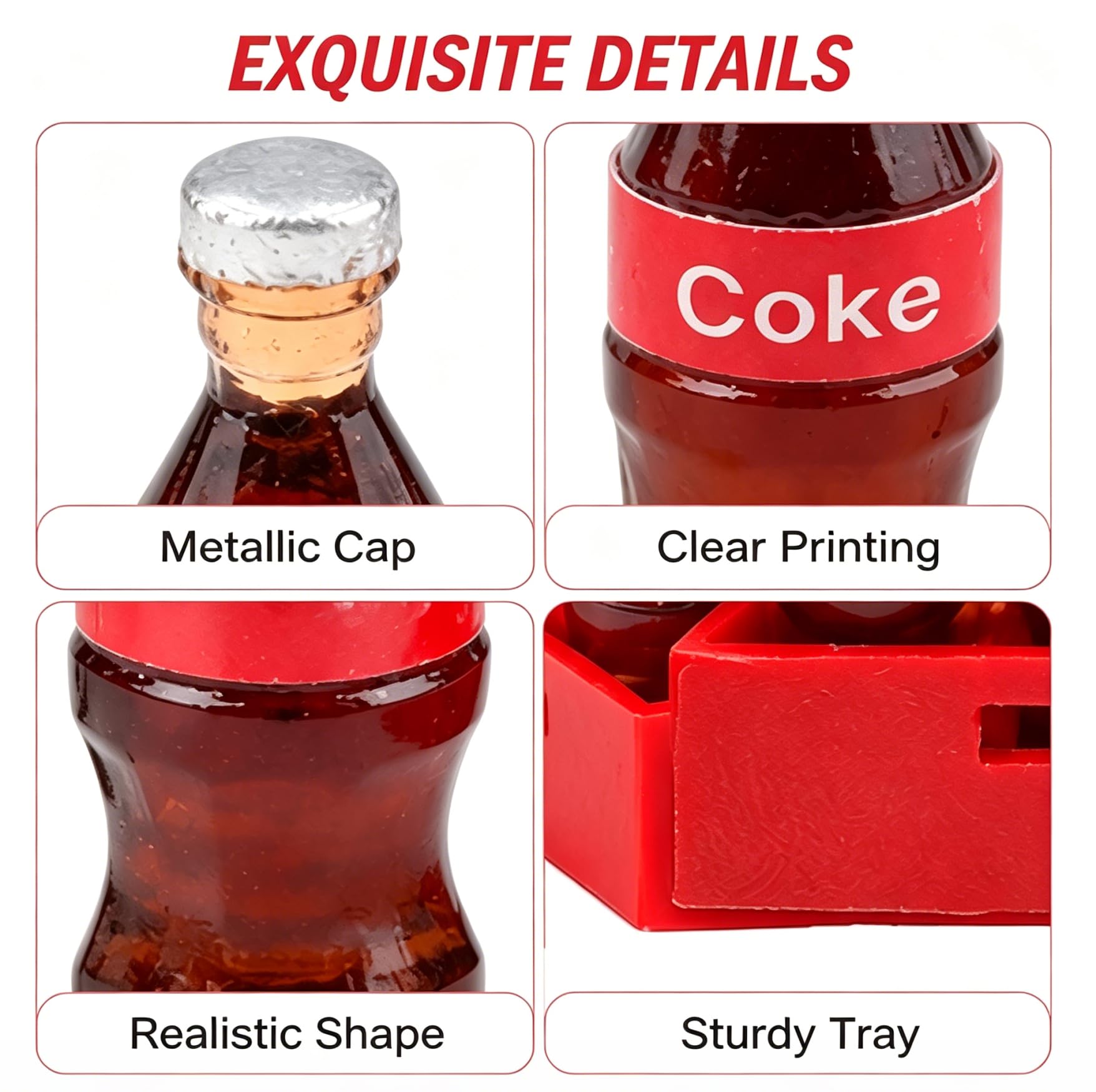 Dollhouse Miniature 12 Piece Soft Drink with Tray,1:12 Dollhouse Kitchen Accessories Miniature RC Car Coke Bottles with Tray - Resin Soft Drink Set