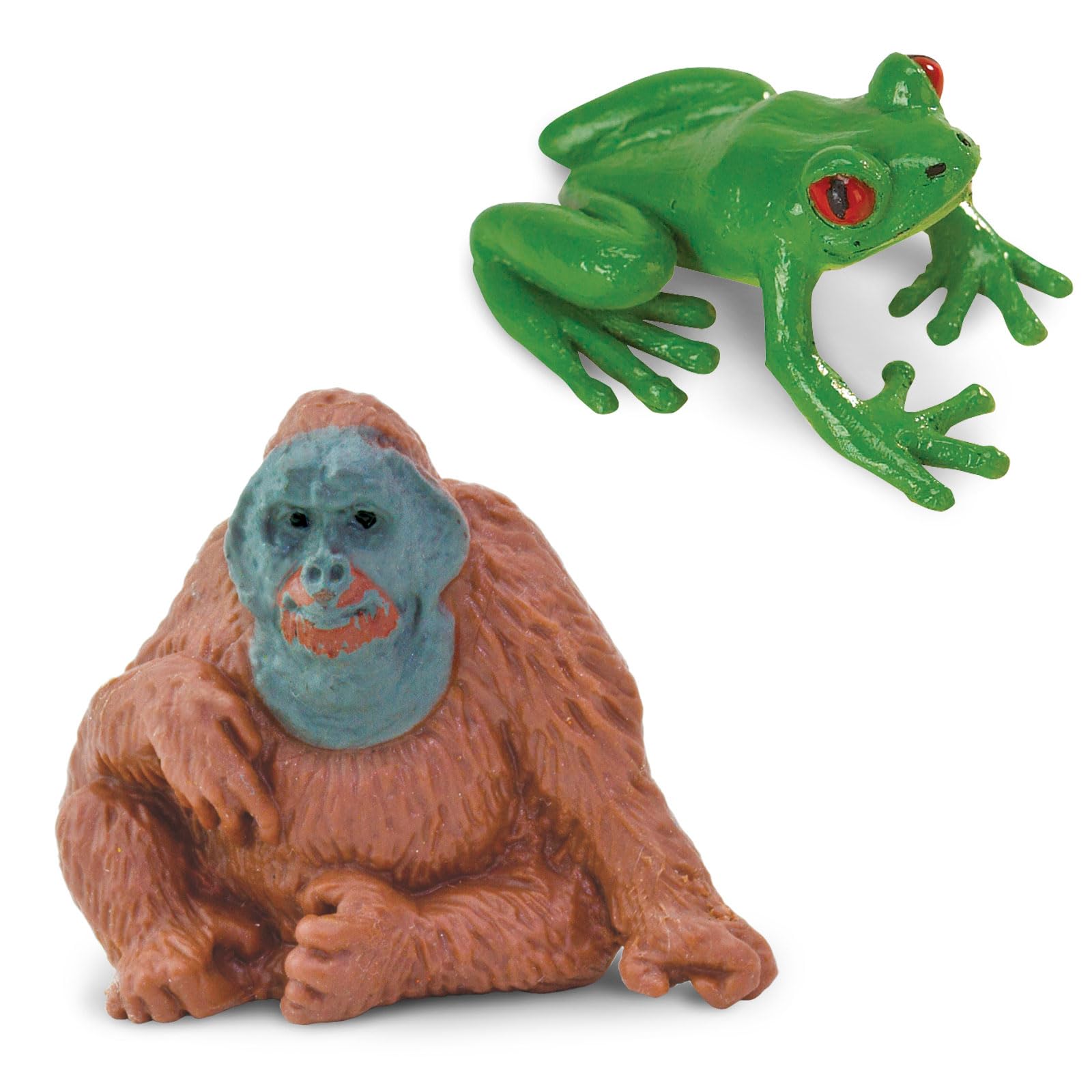 Safari Ltd. Good Luck Minis Rainforest Fun Pack - 8 Mini Figurines Including Snake, Frogs, Butterfly, Chimpanzee, Orangutan, Caiman, Bear