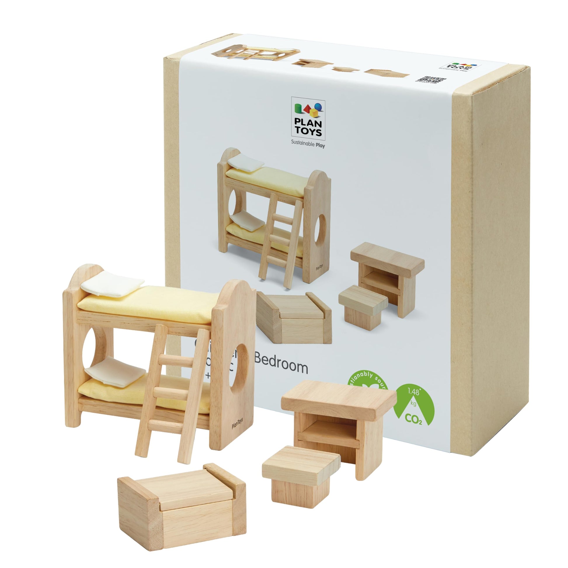PlanToys® Wooden Children’s Room Classic Set for Montessori Small World Play | Creative Role Play and Social Interaction | Eco Friendly Wooden