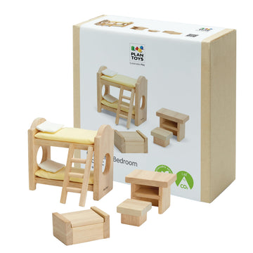 PlanToys® Wooden Children’s Room Classic Set for Montessori Small World Play | Creative Role Play and Social Interaction | Eco Friendly Wooden