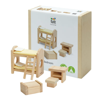 PlanToys® Wooden Children’s Room Classic Set for Montessori Small World Play | Creative Role Play and Social Interaction | Eco Friendly Wooden