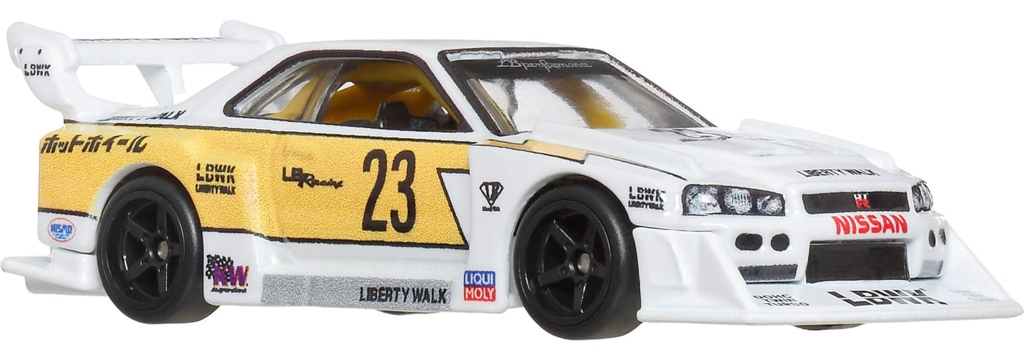 Hot Wheels Premium Car Culture Collectible Toy Car, 1:64 Scale Die-Cast LB-ER34 Super Silhouette Nissan Skyline, Silhouettes Vehicle with Real Riders