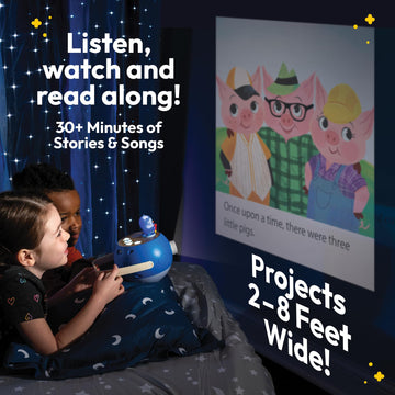 LUNA STORYTIME Kids Book Projector - 5 Read-Aloud Stories, 5 Songs, Night Light & Soothing Dream Music | Children Ages 3+ Storytime Projector for Kids