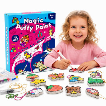 SJHSJH Aqua Puffs 3D Art Kit for Kids, Mess-Free Paint by Number Crafts with Princesses & Unicorns, DIY Color & Inflate Activity Set, Creative Travel