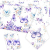 Letromp 2 Pcs Butterfly Birthday Tablecloth Watercolor Purple Butterfly Table Covers for Spring Butterfly Theme Girls Baby Shower 1st 2nd 3rd 4th Bday