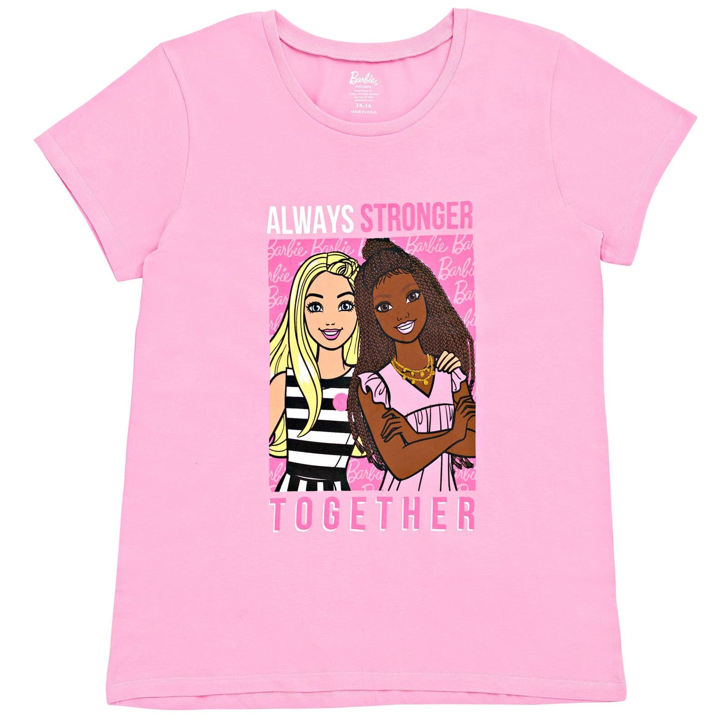 Barbie Big Girls T-Shirt and French Terry Shorts Outfit Set Pink/Black 14-16