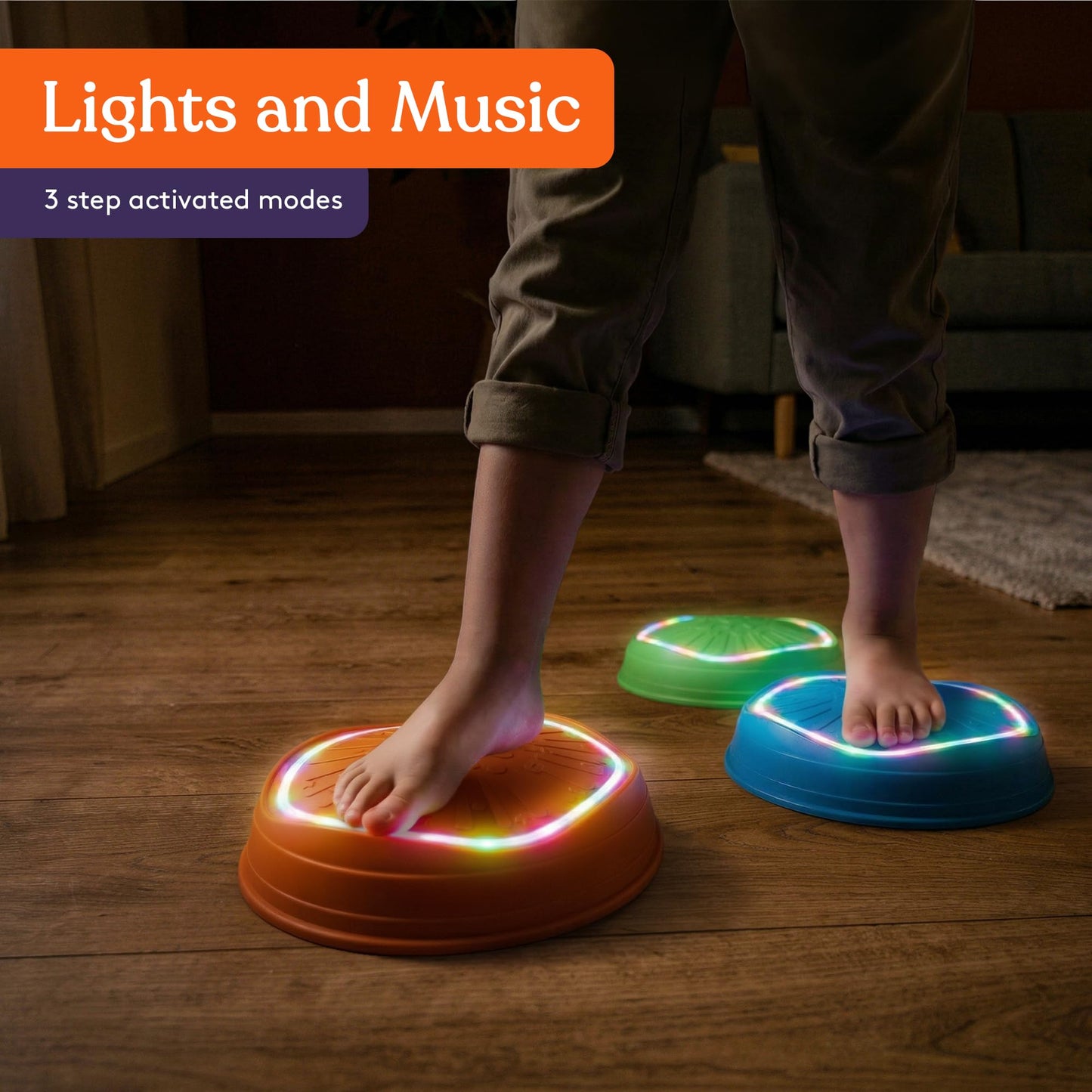 Special Supplies MUSICAL LED Stepping Stones for Kids -Light-Up Balance Blocks- Coordination & Balance for Toddlers & Children- Durable Non-Slip