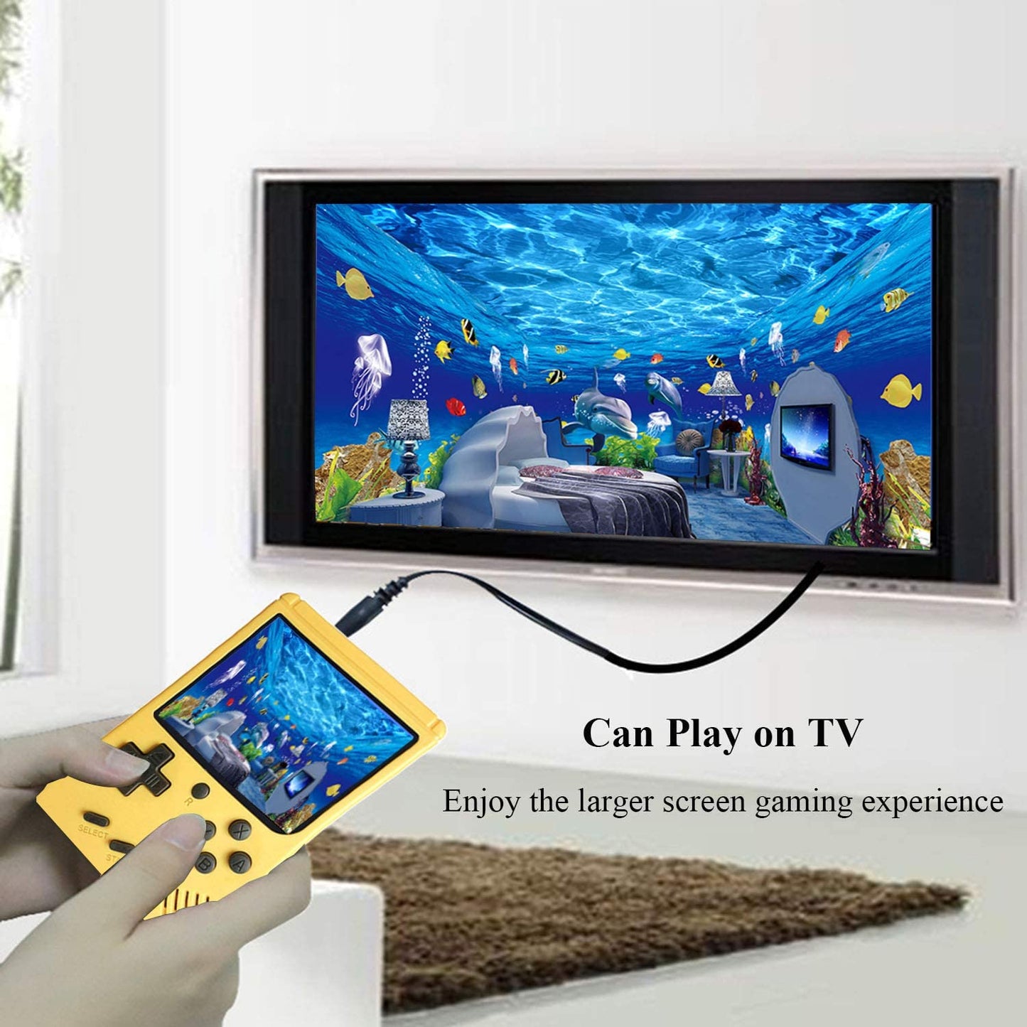 JAFATOY Retro Handheld Games Console for Kids/Adults, 168 Classic 8 Bit Games 3 inch Screen Video Games with AV Cable Play on TV (Yellow)