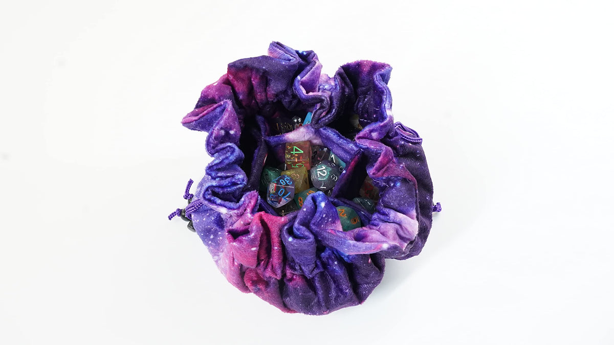 FanRoll Velvet Compartment Dice Bag with Pockets: Nebula, Role Playing Game Dice Accessories for Dungeons and Dragons