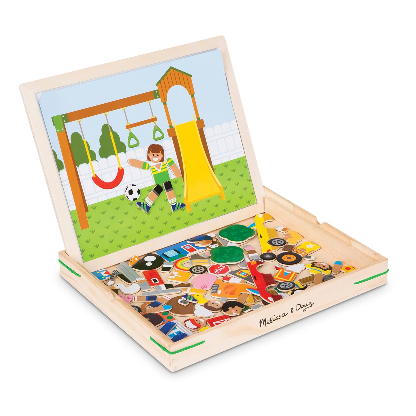 Melissa & Doug Wooden Magnetic Matching Picture Game with 119 Magnets and Scene Cards Magnetic Book Scenes for Kids Ages 3+