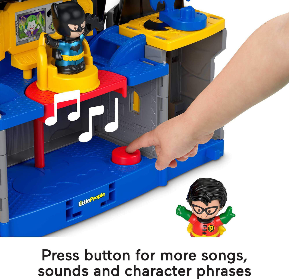 Fisher-Price Little People Toddler Toy DC Super Friends Batcave Playset with Batman & Robin Figures for Preschool Pretend Play Kids Ages 18+ Months