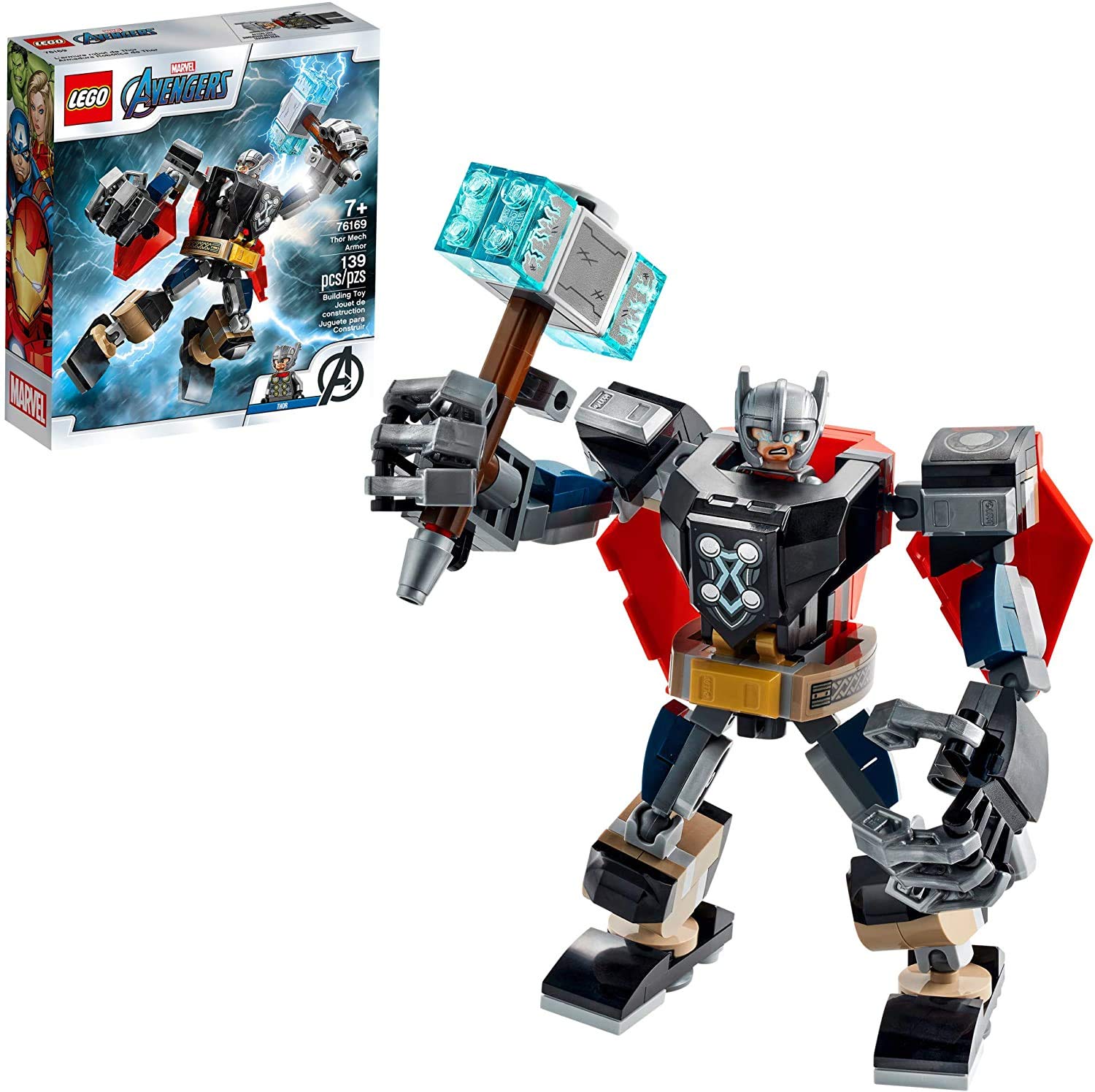 LEGO Marvel Avengers Classic Thor Mech Armor 76169 Cool Thor Hammer Playset; Superhero Building Toy for Kids, New 2020 (139 Pieces)