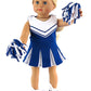 Cheerleader Outfit for 18in Dolls, Blue, Includes Dress, Underwear, and Pompoms | American Fashion World