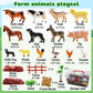 BOLZRA Farm Animal Figurines, Realistic Plastic Animals Toys with Fences Building Blocks, Farm Figures Playset Educational Christmas Birthday Gift