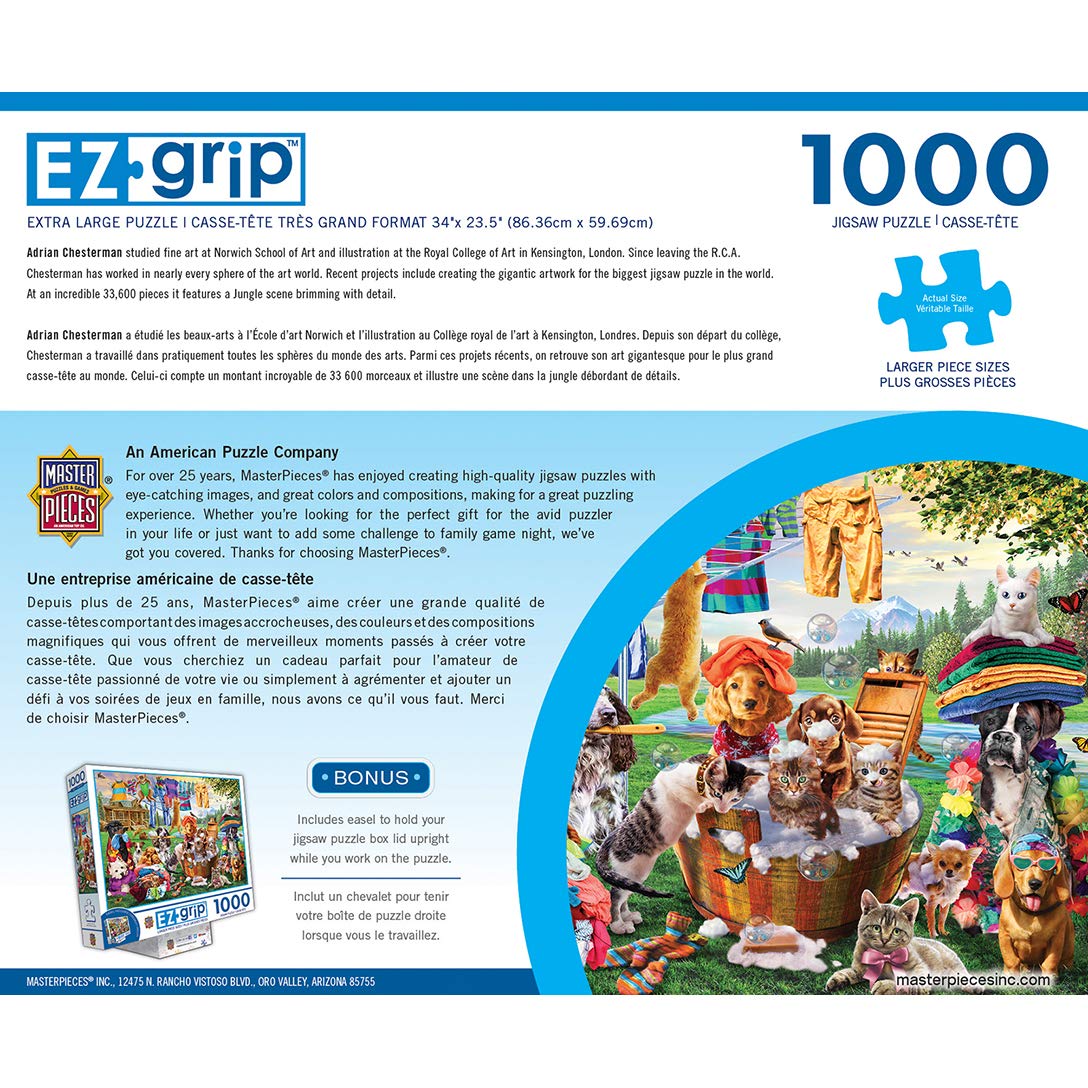 MasterPieces 1000 Piece EZ Grip Jigsaw Puzzle for Adults, Family, Or Youth - Laundry Day Rascals - 23.5"x34"