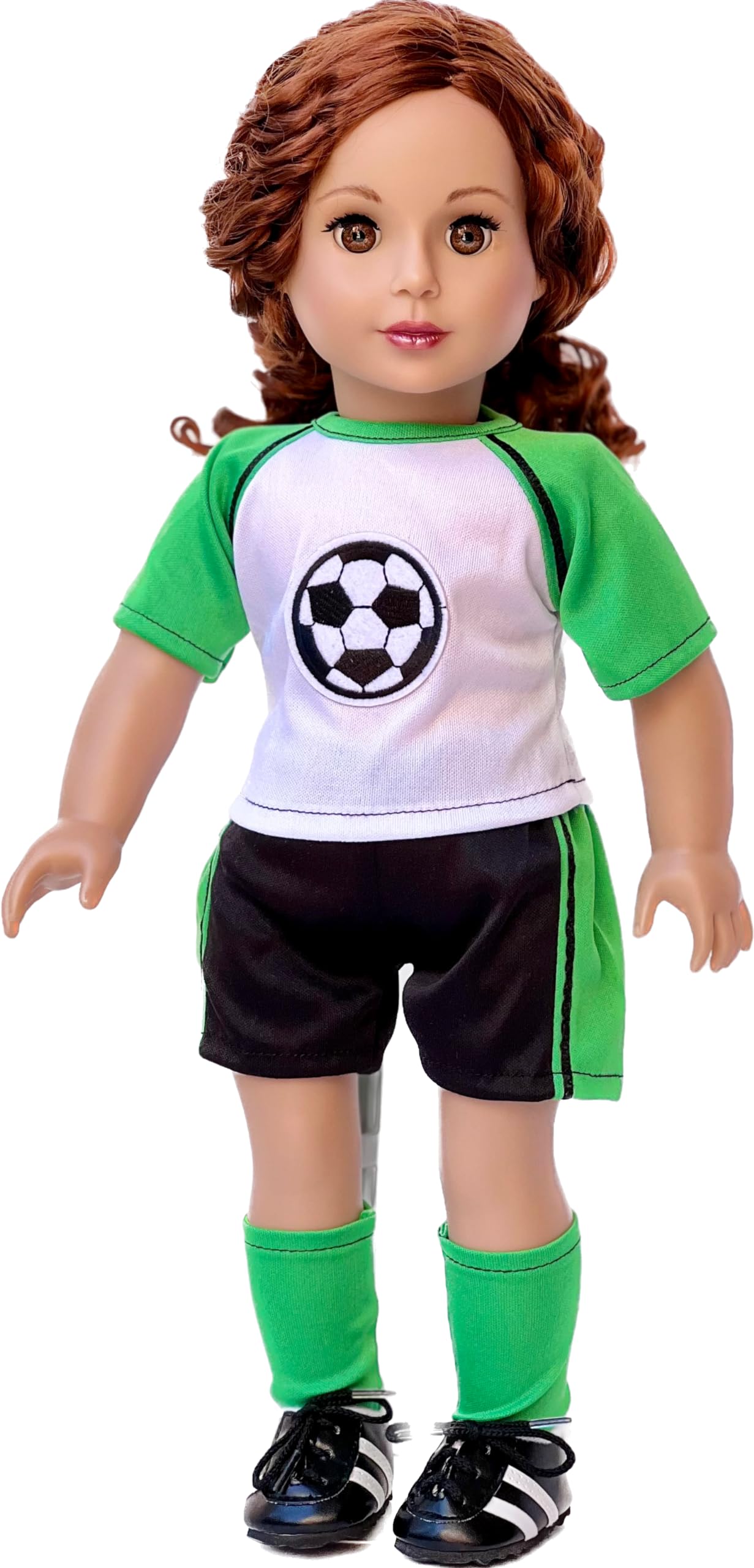 Soccer Girl - 4 Piece Soccer Outfit - Shirt, Shorts, Socks and Shoes - Clothes Fits 18 Inch Doll (Doll Not Included)