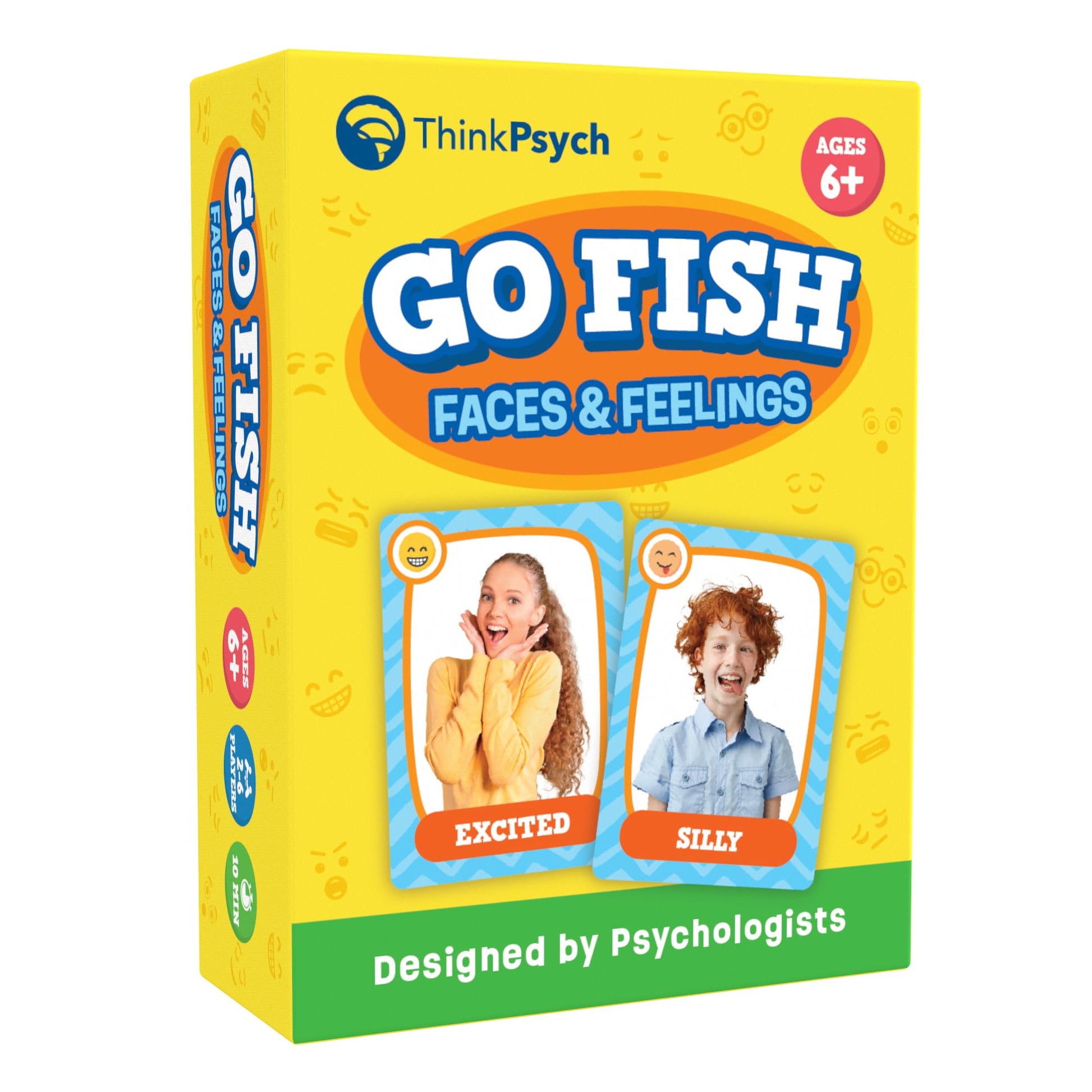 ThinkPsych Go Fish - Faces & Feelings Card Game Social Emotional Learning Game for Kids Ages 6+ | Teaches Emotions Through Play | 2-6 Players | Home
