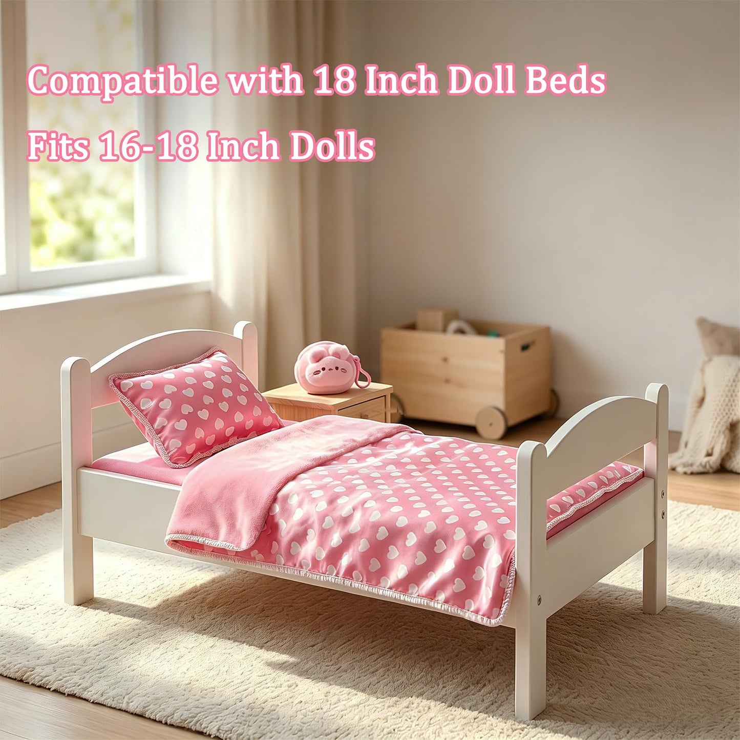 Guforio 3Pcs Doll Bedding Accessories Set, Soft Blanket Mattress Pillow, Fits 16-18 Inch Dolls, Compatible with 18 Inch Doll Beds