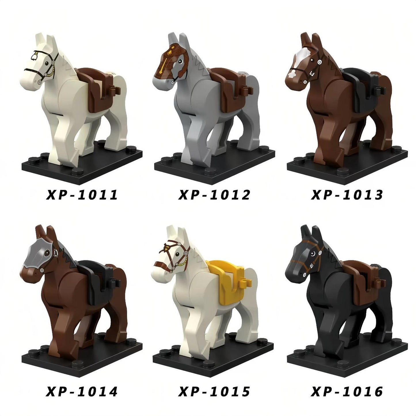 TRavesty Military Medieval War Horse Building Block Set, 10 PCS Custom War Horse Kit for Minifigures, Military Battle Scenes Minifigures Horse Set